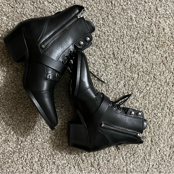 NEW All Saints Leather Katy Booties Black 7 - Picture 10 of 16